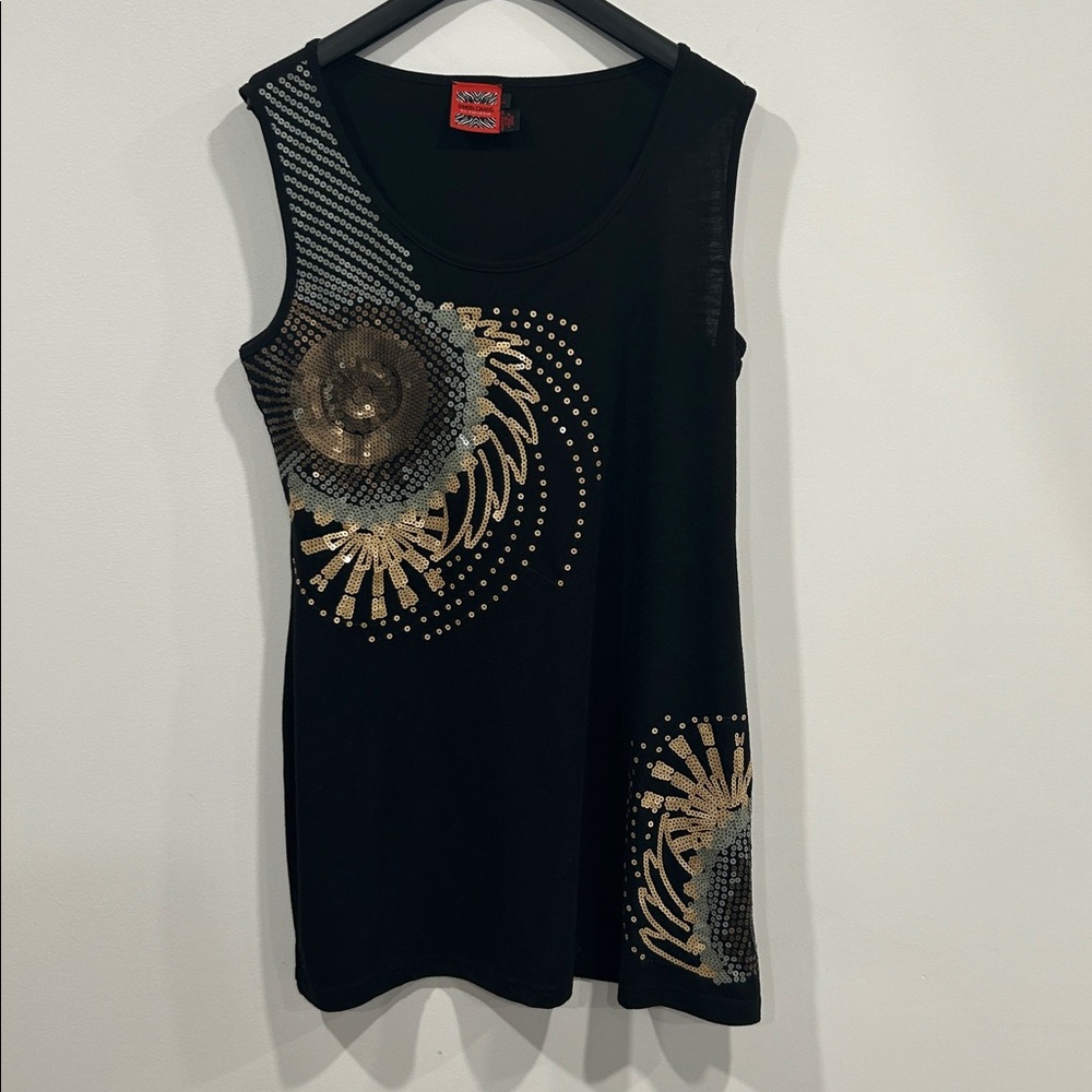 Simon Chang tank dress / tunic shirt embellished
